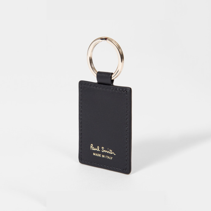 Porte-clés 'Signature Stripe' en Cuir de Veau Noir - Paul Smith