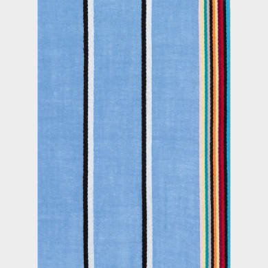 Écharpe Bleu Ciel à Bords Artist Stripe en Laine d'Agneau et Cachemire - Paul Smith