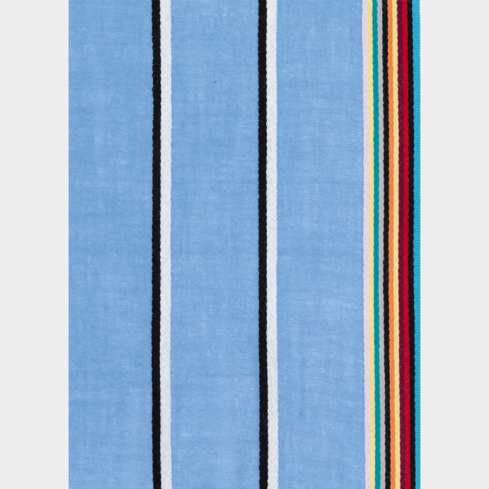 Écharpe Bleu Ciel à Bords Artist Stripe en Laine d'Agneau et Cachemire - Paul Smith