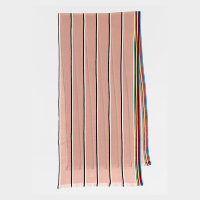 Écharpe Rose à Bords Artist Stripe en Laine d'Agneau et Cachemire - Paul Smith