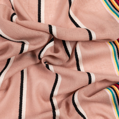 Écharpe Rose à Bords Artist Stripe en Laine d'Agneau et Cachemire - Paul Smith