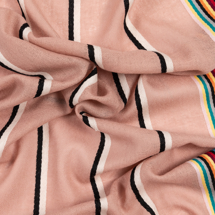 Écharpe Rose à Bords Artist Stripe en Laine d'Agneau et Cachemire - Paul Smith