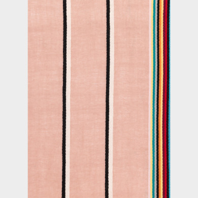 Écharpe Rose à Bords Artist Stripe en Laine d'Agneau et Cachemire - Paul Smith