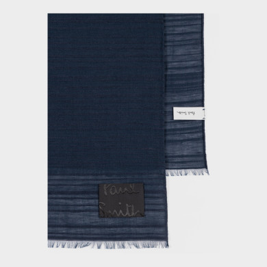 Écharpe Bleu Marine Foncé ​Shadow Stripe en Coton Mélangé - Paul Smith