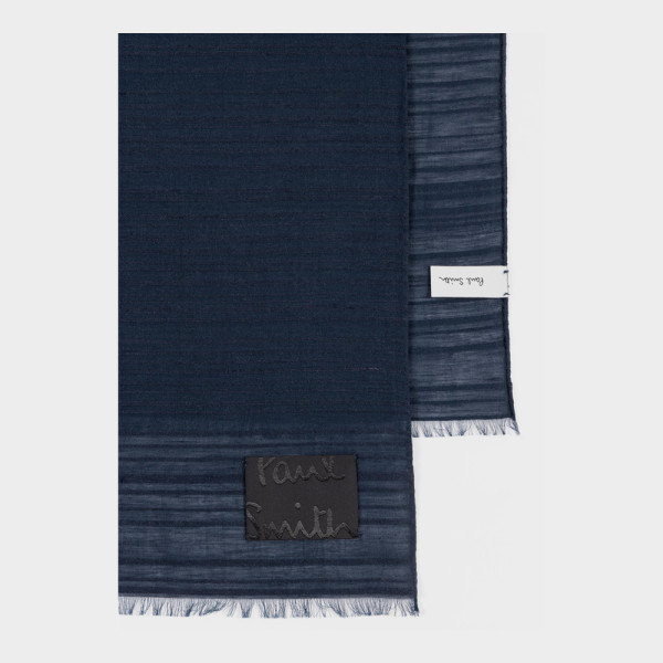 Écharpe Bleu Marine Foncé ​Shadow Stripe en Coton Mélangé - Paul Smith