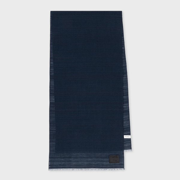 Écharpe Bleu Marine Foncé ​Shadow Stripe en Coton Mélangé - Paul Smith
