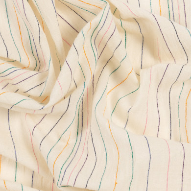 Écharpe Blanc Cassé à Rayures Cousues en Coton - Paul Smith