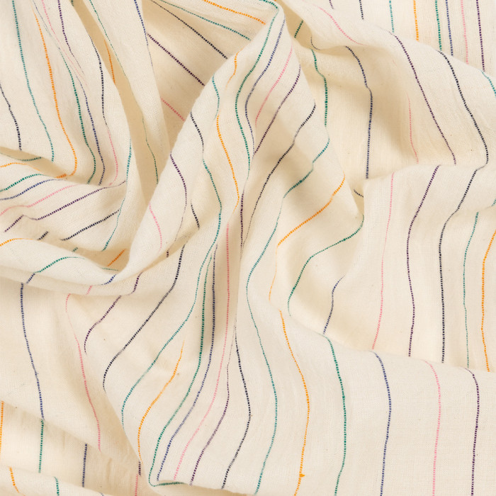 Écharpe Blanc Cassé à Rayures Cousues en Coton - Paul Smith