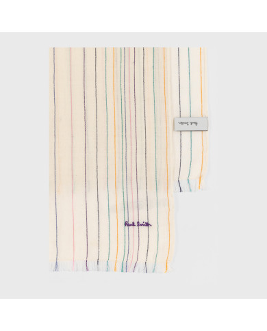 Off-White Stitched Stripe Scarf in Cotton - Paul Smith