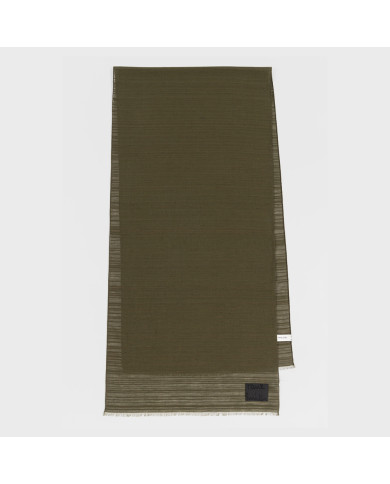 Khaki Scarf with Gradient Stripe Detail in Cotton Blend - Paul Smith
