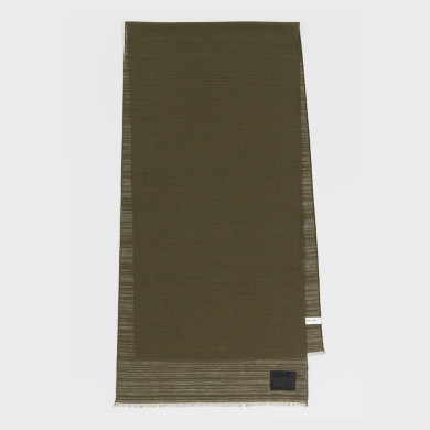 Echarpe Kaki à Détail Rayure Dégradé en Coton Mélangé - Paul Smith