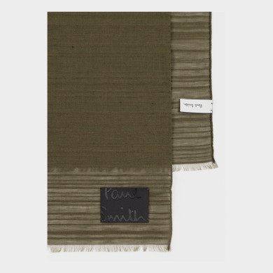 Echarpe Kaki à Détail Rayure Dégradé en Coton Mélangé - Paul Smith