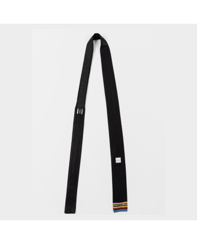 Navy knitted cotton tie with signature striped tip - Paul Smith