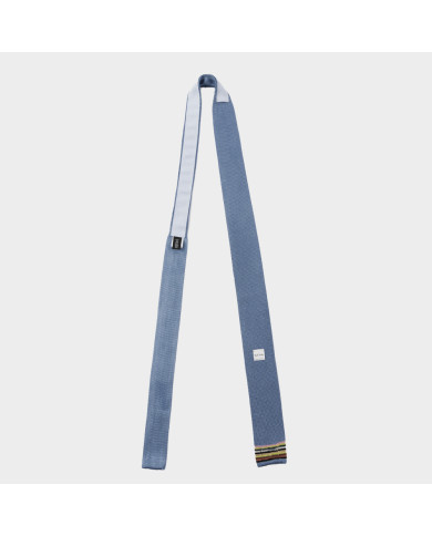 Blue Knitted Cotton Tie with 'Signature Stripe' Tip - Paul Smith