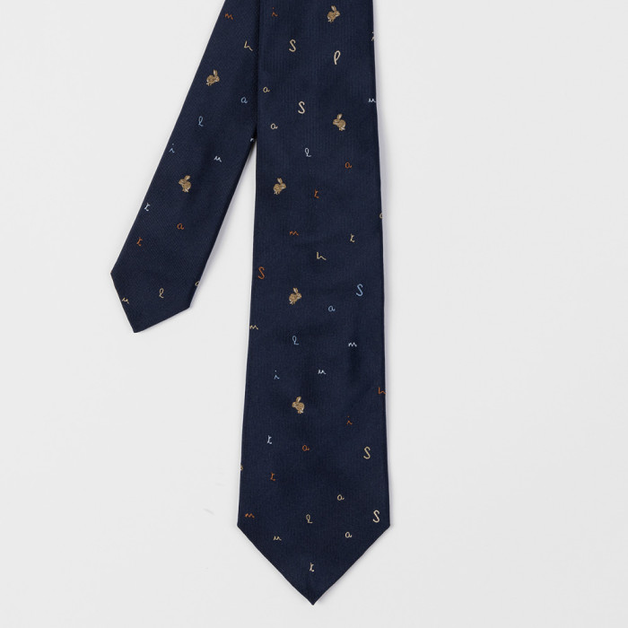 Embroidered Rabbit Silk Tie - Paul Smith