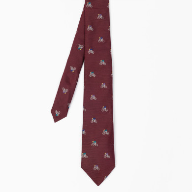 Cravate en soie avec broderies vélos - Paul Smith