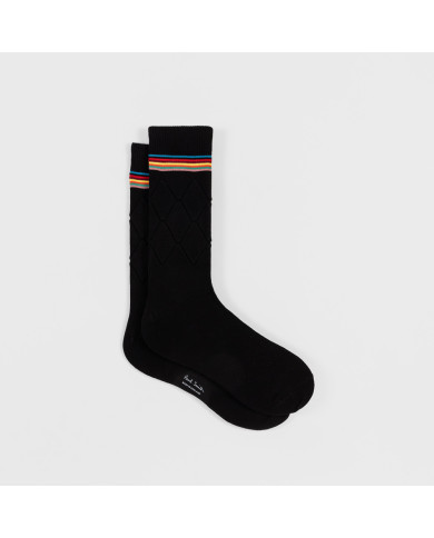 Tonal Navy Argyle Socks black - Paul Smith