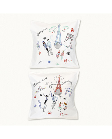 2 Paris day night pillowcases 65 x 65 cm
