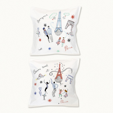 2 Paris day night pillowcases 65 x 65 cm