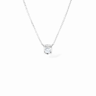 Collier Le Cube diamant moyen modèle or blanc et diamant Collier Le Cube diamant moyen modèle or blanc et diamant