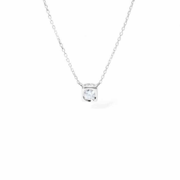 Collier Le Cube diamant moyen modèle or blanc et diamant