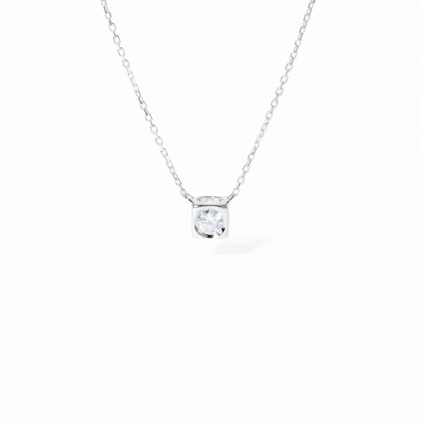 Collier Le Cube diamant moyen modèle or blanc et diamant Collier Le Cube diamant moyen modèle or blanc et diamant
