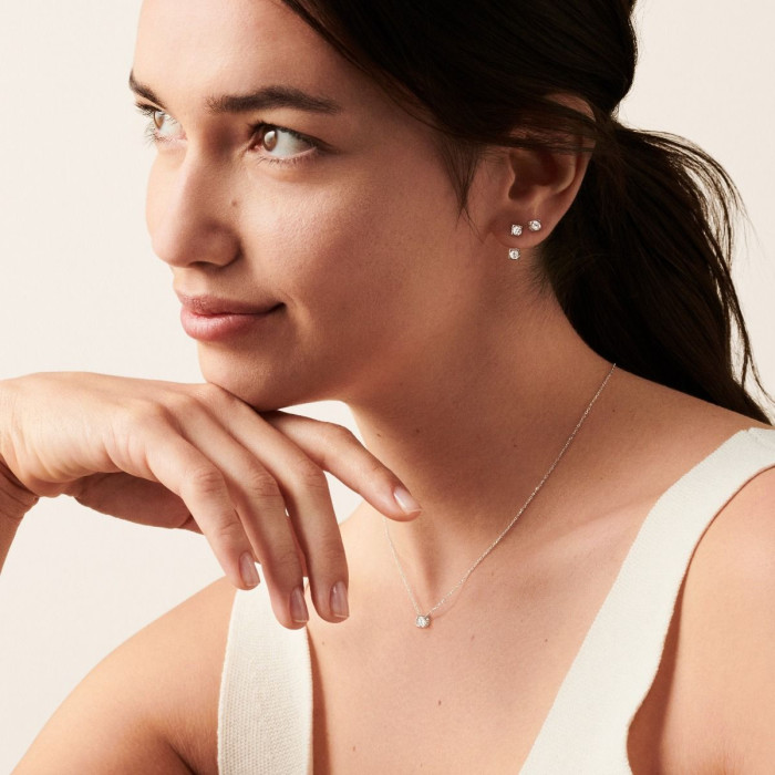 Collier Le Cube diamant moyen modèle or blanc et diamant