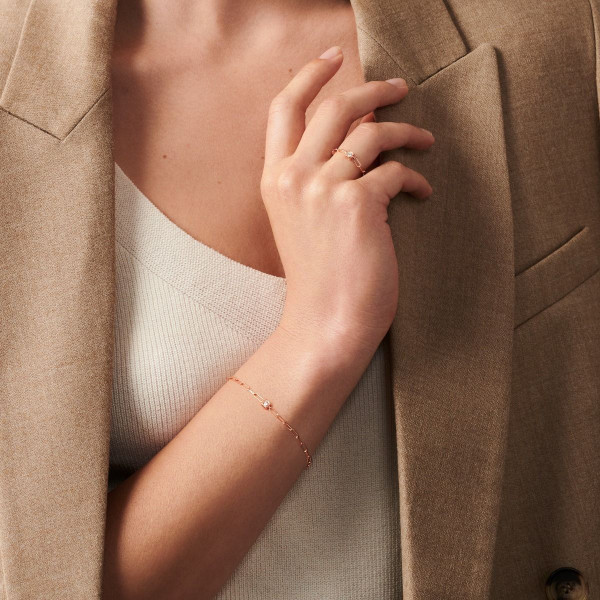 Bracelet Le Cube Diamant or rose et diamant Bracelet Le Cube Diamant or rose et diamant