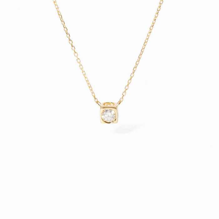 Le Cube Diamant medium necklace yellow gold and diamond Le Cube Diamant medium necklace yellow gold and diamond