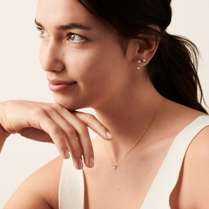 Le Cube Diamant medium necklace yellow gold and diamond Le Cube Diamant medium necklace yellow gold and diamond