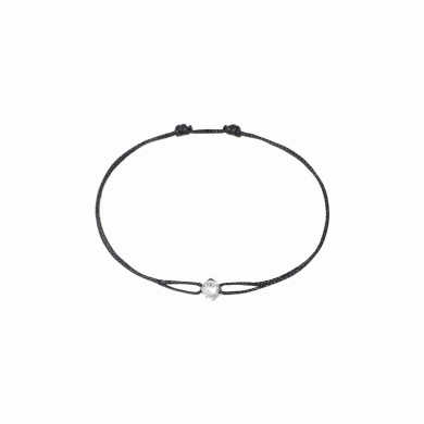 Bracelet sur cordon Le Cube or blanc et diamant Bracelet sur cordon Le Cube or blanc et diamant