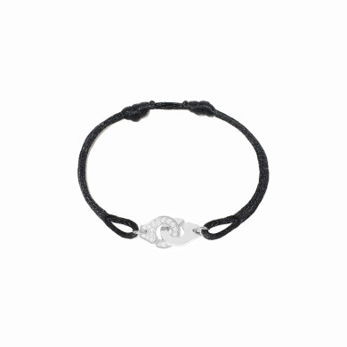 Bracelet sur cordon Menottes dinh van R10 or blanc et diamants Bracelet sur cordon Menottes dinh van R10 or blanc et diamants