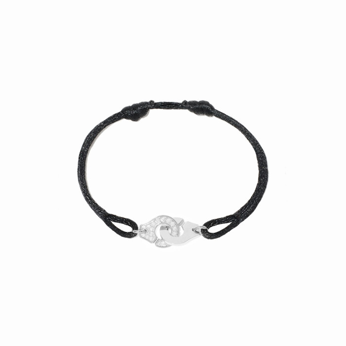 Bracelet sur cordon Menottes dinh van R10 or blanc et diamants