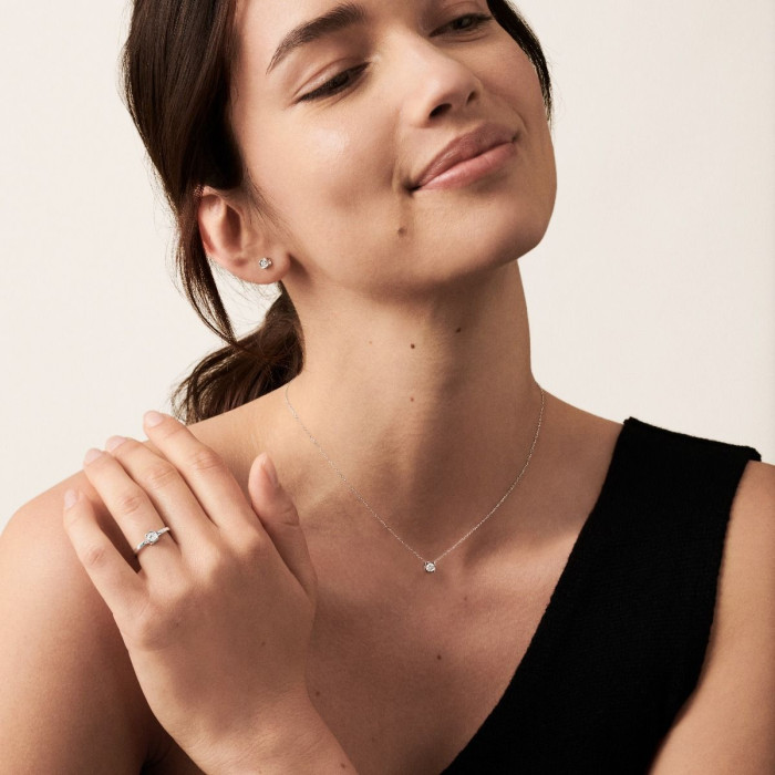 Collier Le Cube Diamant petit modèle - Or blanc & diamant