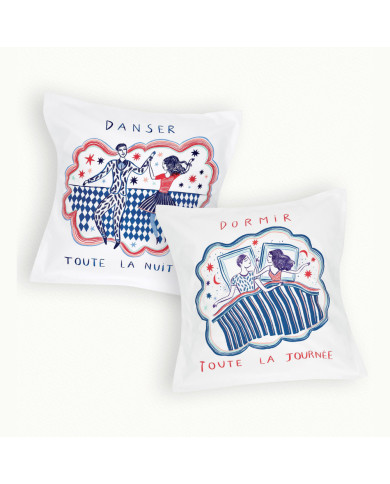 2 taies d'oreiller danser dormir - 65 x 65 cm