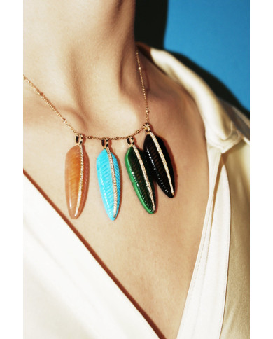 Malachite feather pendant