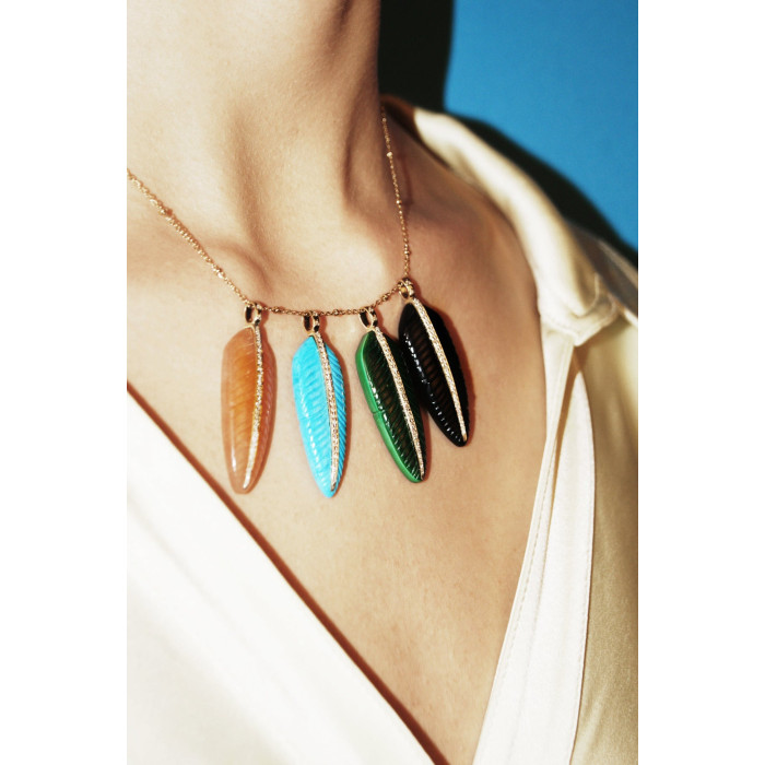 Malachite feather pendant