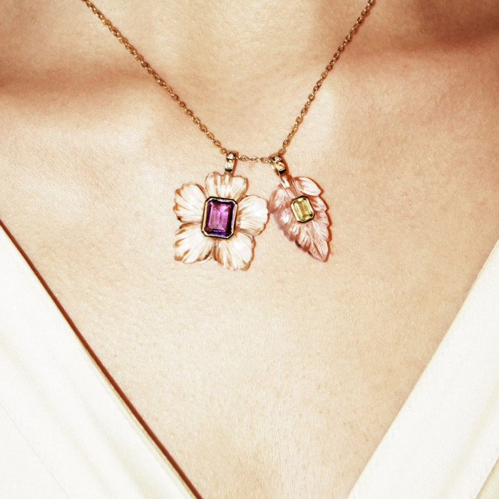 Pendentif Fleur cristal - améthyste Pendentif Fleur cristal - améthyste