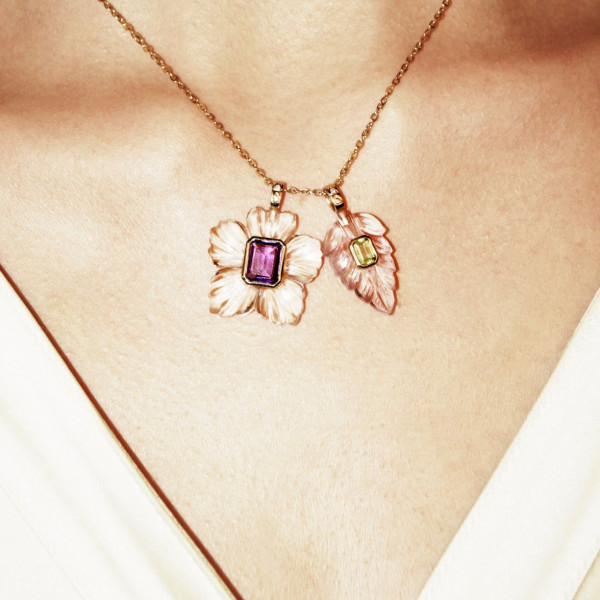 Rock Crystal and Amethyst Flower Pendant Rock Crystal and Amethyst Flower Pendant