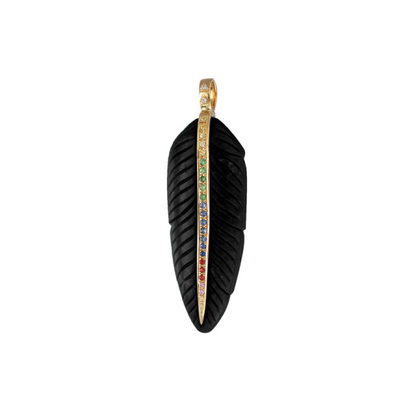 Multicolored Onyx feather pendant Multicolored Onyx feather pendant