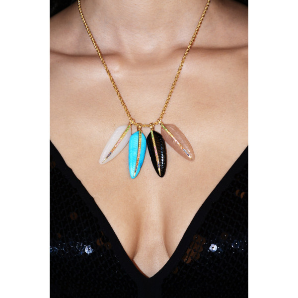 Multicolored Onyx feather pendant Multicolored Onyx feather pendant