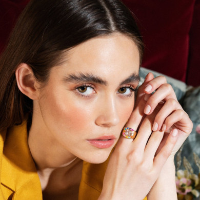 Stella Ring Gold, rainbow and crystal - size 54 Stella Ring Gold, rainbow and crystal - size 54