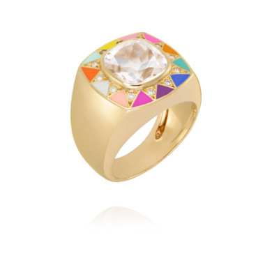 Stella Ring Gold, rainbow and crystal - size 54 Stella Ring Gold, rainbow and crystal - size 54