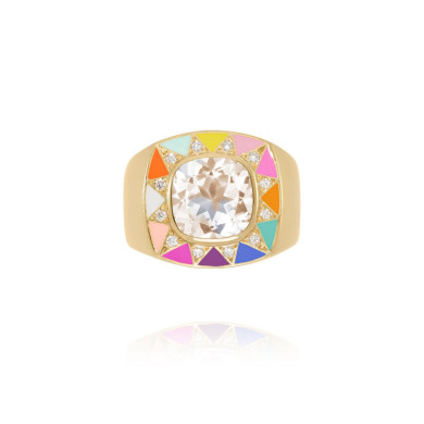 Stella Ring Gold, rainbow and crystal - size 54 Stella Ring Gold, rainbow and crystal - size 54