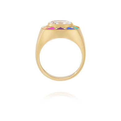 Stella Ring Gold, rainbow and crystal - size 54 Stella Ring Gold, rainbow and crystal - size 54