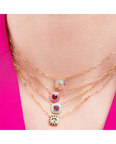 Stella Rainbow Chain and Diamond Necklace with Rock Crystal