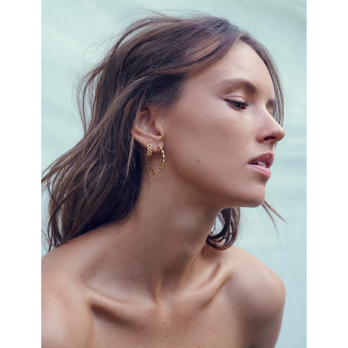 Boucles d'oreilles Yasmine créoles petit modèle or et diamants