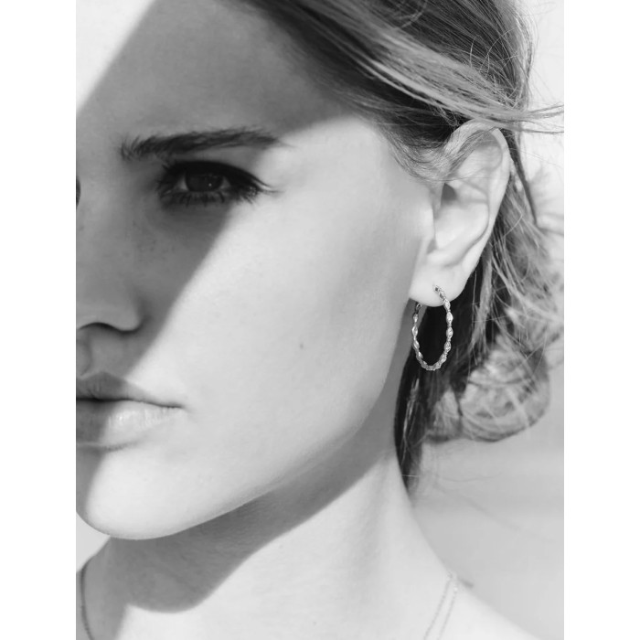 Boucles d'oreilles Yasmine créoles petit modèle or et diamants