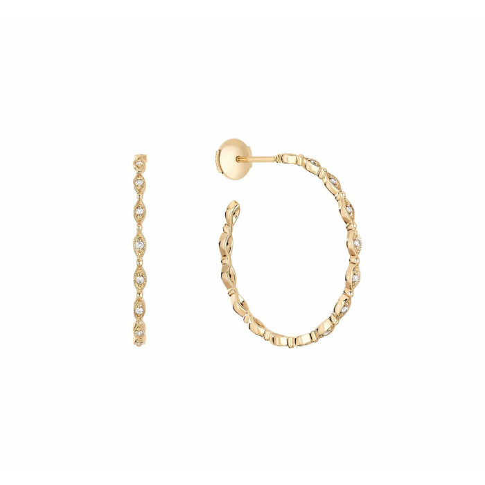 Earrings Yasmine gold and Diamonds small hoops