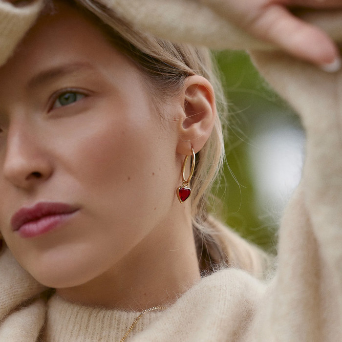 Ruby Hoop Earrings Niki